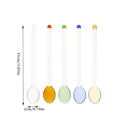 5 Pieces Glass Spoons for Coffee Teaspoons Glass Stirring Spoon Rod 5.9 inch Coffee Stirrers Ice Tea Spoon Glass Mixing Spoon for Tea SugarHome Bar Party (5 Count)