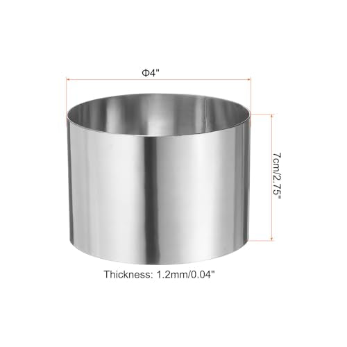 Round Cake Ring 4 x 2.75 Inch Seamless Stainless Steel Pastry Mousse Dessert Ring Mirror Coating for Baking Cooking Making Tool