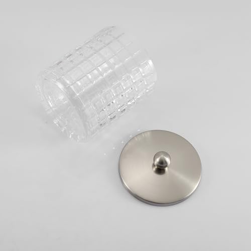Clear transparent Apothecary Etched Geometric Grid Glass Jar W