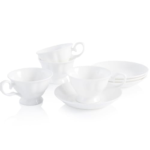 Fine Bone China Tea Cups and Saucers Set of 4 (4 Count)