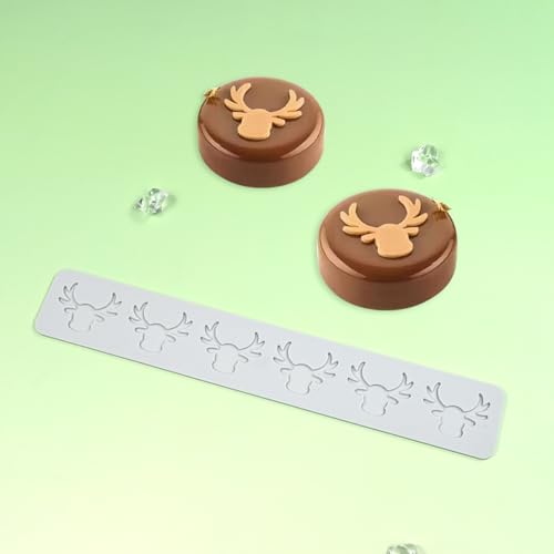3D Hollow Out Lace Mold Silicone Christmas Deer Head Shape Fondant Molds Chocolate Mould for Cake Pastry Decor Baking Gumpastes Moulds Decoration