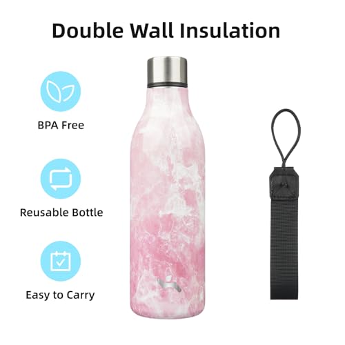 25 oz Insulated Stainless Steel Metal Water Bottle with Strap