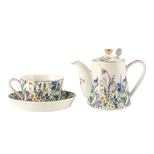 Porcelain Tea Set with Removable Stainless Steel Infuser for Afternoon Tea