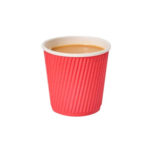 Ripple Wall Coffee Cups 500 Count 4 Ounce Insulated Red Paper Cups