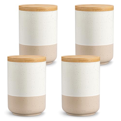 Sabine Ceramic Canister Set with Airtight Wood Lids (4 Count)