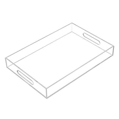 Clear Sturdy Acrylic Serving Tray with Handles