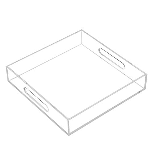 Clear Sturdy Acrylic Serving Tray with Handles
