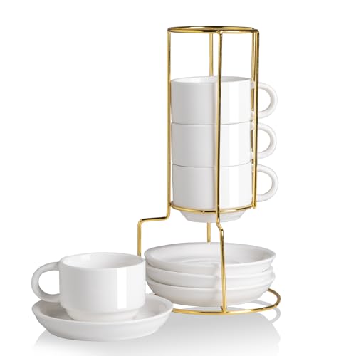 Sweejar Porcelain Espresso Cups with Saucers
