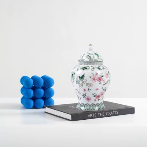 8inches green Ginger Jar with Lid Chinese Decorative flower Ceramic