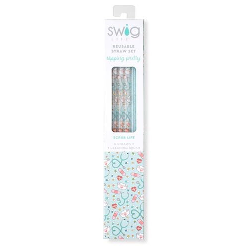 Reusable Straw Set with Cleaning Brush (6 Count)