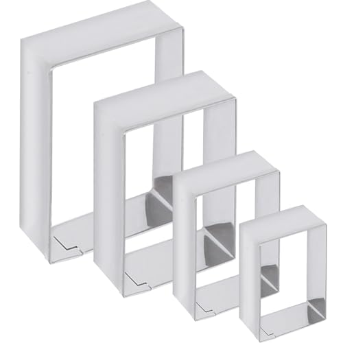 Rectangle cookie cutter ANCKNE Stainless Steel Rectangle Biscuit Molds Square Pastry Molds Fondant Cake Cookie Cutter Set 1 Inch Depth (4 Count)