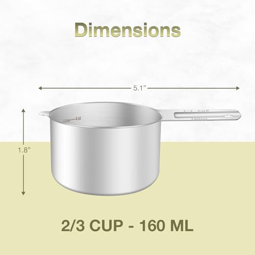 2PCS 2/3Cup (160ml, 5.3oz) Measuring Cup, Etched Inner Scale Measure Scoop