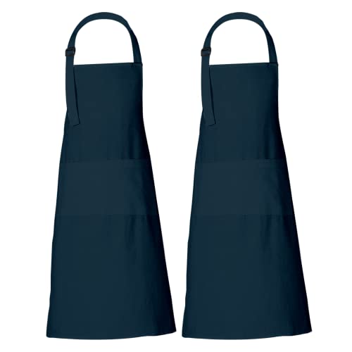 Chef Apron for Women Men with Pockets Cotton Kitchen Cooking Full Length Aprons Reflecting Pond 35x27 Inches