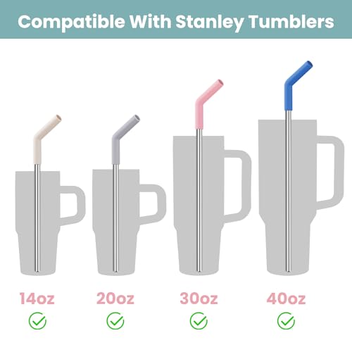 6 Pack Metal Straws with Silicone Tip Fit for Stanley 14 (6 Count)