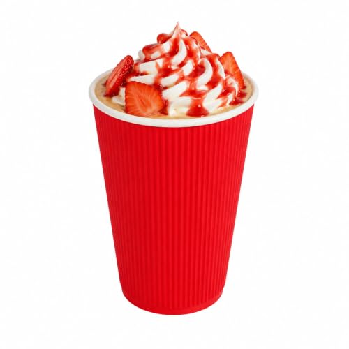 Ripple Wall Coffee Cups 500 Count 16 Ounce Insulated Red Paper Cups