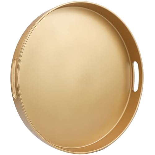 Gold Round Decorative Tray with Handles