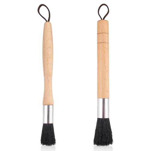 2 Pieces Beige Coffee Grinder Cleaning Brush with Black Bristle