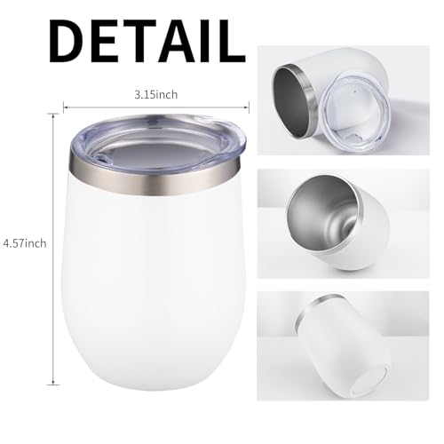 12oz 4 Pack Wine Tumbler Glasses with Lid Stemless Double Wall Vacuum Stainless Steel Travel Tumbler Keeping Cold & Hot for Wine