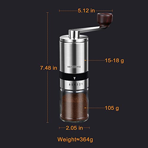 Manual Coffee Grinder with 6 Adjustable Coarseness Settings