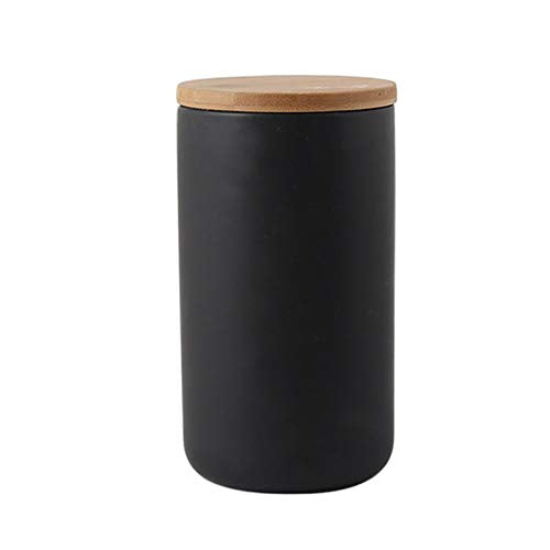 Ceramic Storage Containers with Airtight Seal Bamboo Lids Kitchen Canisters for Tea Spice Seasoning Sugar Coffee