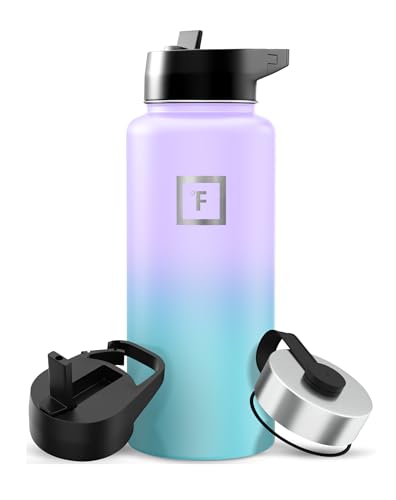32 oz Wide Mouth Water Bottle with 3 Lids