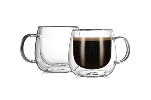 12oz Double Walled Glass Coffee Mugs (2 Count)
