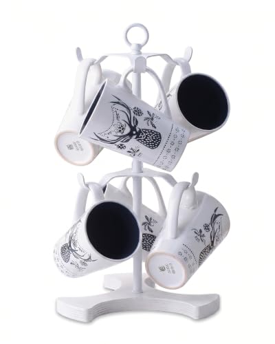 2 Tier White Coffee Mug Holder for Countertop