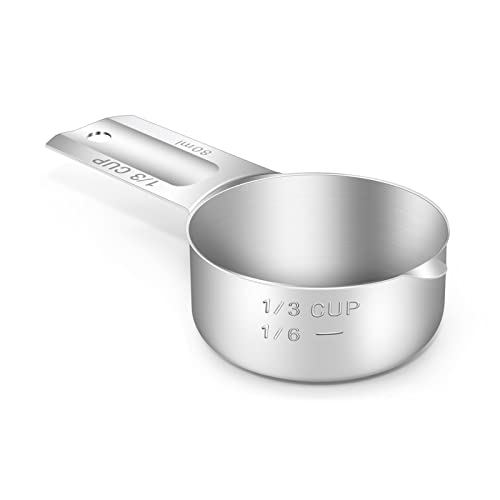 1PCS 1/3CUP(80ml, 2.7oz) Measuring Cup, 18/8 Stainless Steel Measure Scoop