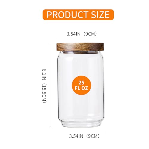 Glass Storage Jars with Wood Lids 25 Oz (3 Count)