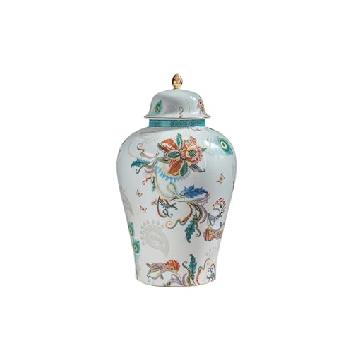 12 inches flowers Ginger Jar with Lid Chinese Decorative Ceramic
