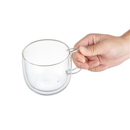 Glass Espresso Cups 12 Count 17 Ounces Borosilicate Double Wall Glass Coffee Mugs Insulated Clear Tea Drinkware for Hot or Cold Beverages
