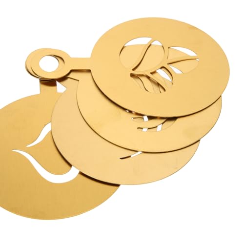 Coffee Latte Art Stencils 4 Pcs Metal Coffee Stencils for Cappuccino Chocolate Decoration Milk Foams Templates Flower Mold 4.72X3.34In