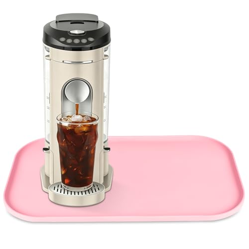 Silicone Coffee Maker Mat with Lip for Countertops 17.4'' x 10.6'' Pink