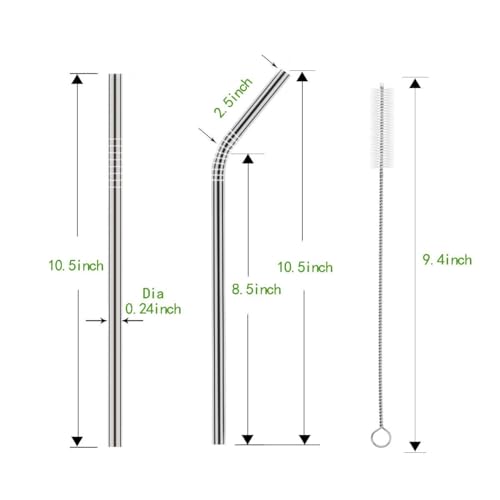 Set of 10 Stainless Steel Straws (12 Count)