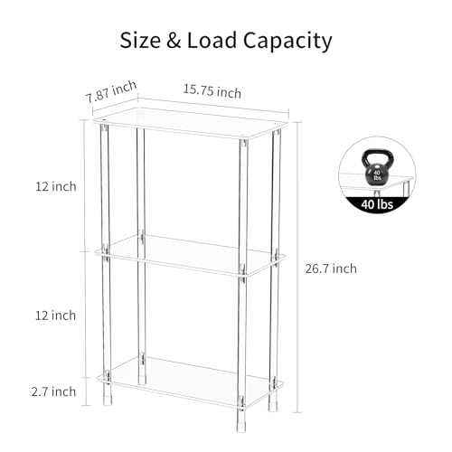 Clear Acrylic Narrow Side Table for Small Spaces (3 Count)