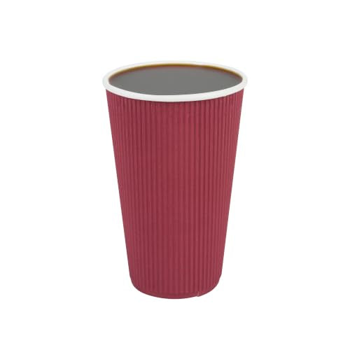 Ripple Wall Coffee Cups 500 Count 16 Ounce Insulated Crimson Paper Cups