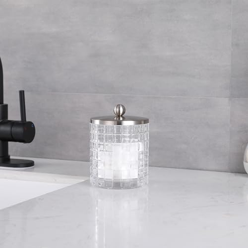 Clear transparent Apothecary Etched Geometric Grid Glass Jar W
