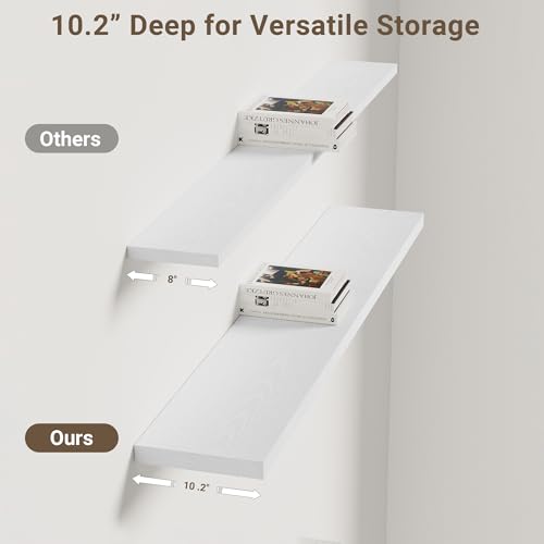 10 Inch Deep Floating Shelves for Wall 48” Set of 2 (2 Count)
