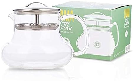 Yama Sitka 12oz Sitka Glass Teapot with Built-in Mesh Filter, Dishwasher Safe, Ideal for Loose Leaf Tea, Dishwasher Safe