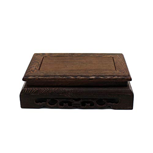 Primitives Rustic Rosewood Rectangle Display Stand Vase Pot Base Fishbowl Pedestal Stand