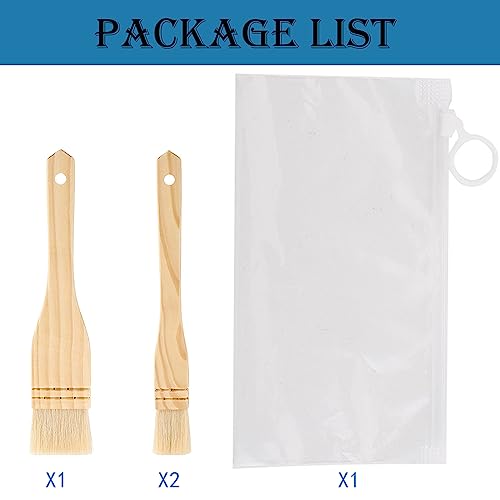 3PCS Pastry Brushes Basting Oil Brush with Goat Bristles and Hardwood Handles BBQ Cooking Baking Brush for Baking
