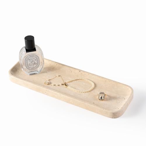 Marble Tray 12"x4" Marble Vanity Tray for Bathroom Kitchen Countertop Sink