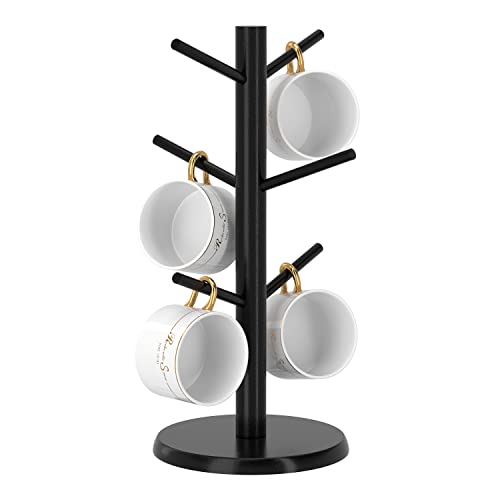 Bamboo Coffee Mug Tree with 6 Hooks
