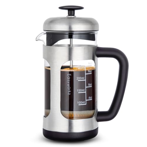 Stainless Steel French Press 12 oz Coffee Tea Maker with Soft Grip Handle