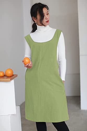 Cotton Linen Apron Halter CrossBack Bandage Aprons Japanese Style X Shape Pocket