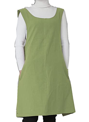 Cotton Linen Apron Halter CrossBack Bandage Aprons Japanese Style X Shape Pocket