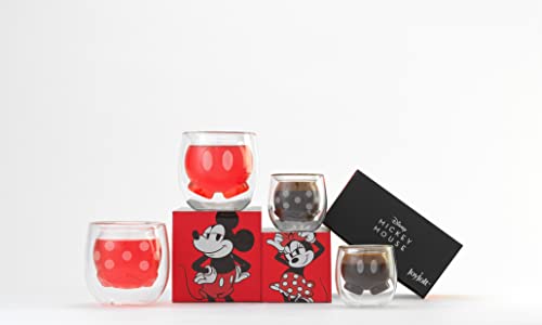 Mickey Pants and Minnie Skirt 3D 7.4oz Double Wall Glass Coffee Cups Set of 2 (2 Count)