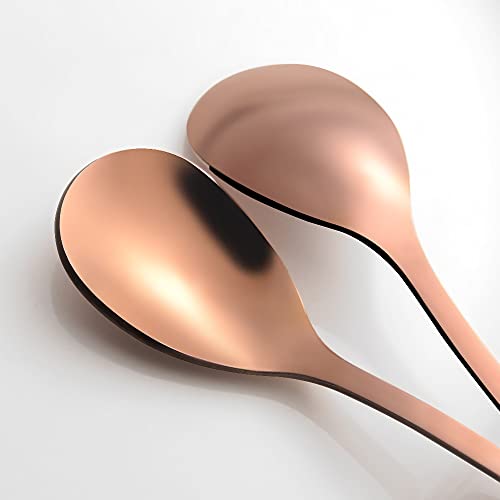 6 Piece Elegant Rose Gold Leaf Long Handle Teaspoons (6 Count)