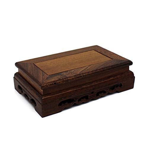 Primitives Rustic Rosewood Rectangle Display Stand Vase Pot Base Fishbowl Pedestal Stand