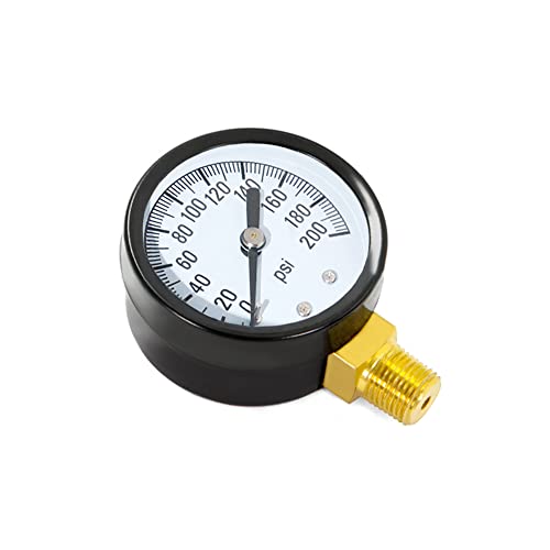1 4" NPT 200Psi Steel Economical All Purpose Pressure Gauge with Brass Internals 2" Dial Display Bottom Mount
